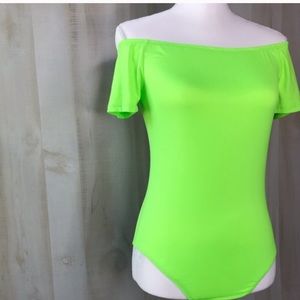Lime Green Off Shoulder Bodysuit